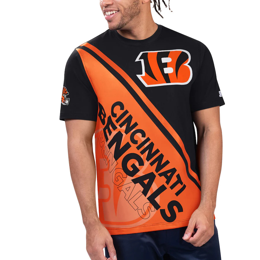 Men's Cincinnati Bengals Black/Orange Starter Finish Line T-Shirt